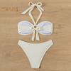 Women Bikini Set Metal Ring High Waist Two Piece Swimsuit Sexy Halter String Cut Out Bathing Suit for Beach Vacation Party