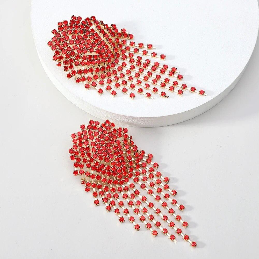 Creative Design Rhinestone Tassel Bride Wedding Party Jewelry Trend Luxury Quality Bridesmaids Unusual Dangle Earrings For Women