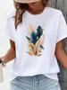 (Asian Size) Trend Feather Style 90s Clothing T Shirt Print Female Woman Women Fashion Tee Top Short Sleeve Graphic T-shirts