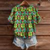 Women's Cute Sweater Knitted Fashion Casual Round-neck Short-sleeved  Cozy Print Top