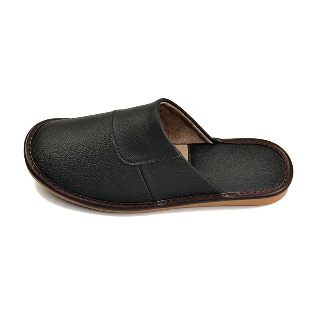 Kast Business Genuine Leather Room Plain Cowhide Stylish Gift for Men and Size 29 Slippers, Shoes, Leather, Women, Black, L, 08, Black,