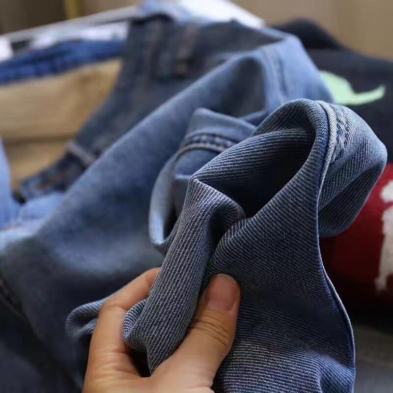 Women's Plus Size High Waist Light Blue Velvet Thickened Jeans for Autumn and Winter
