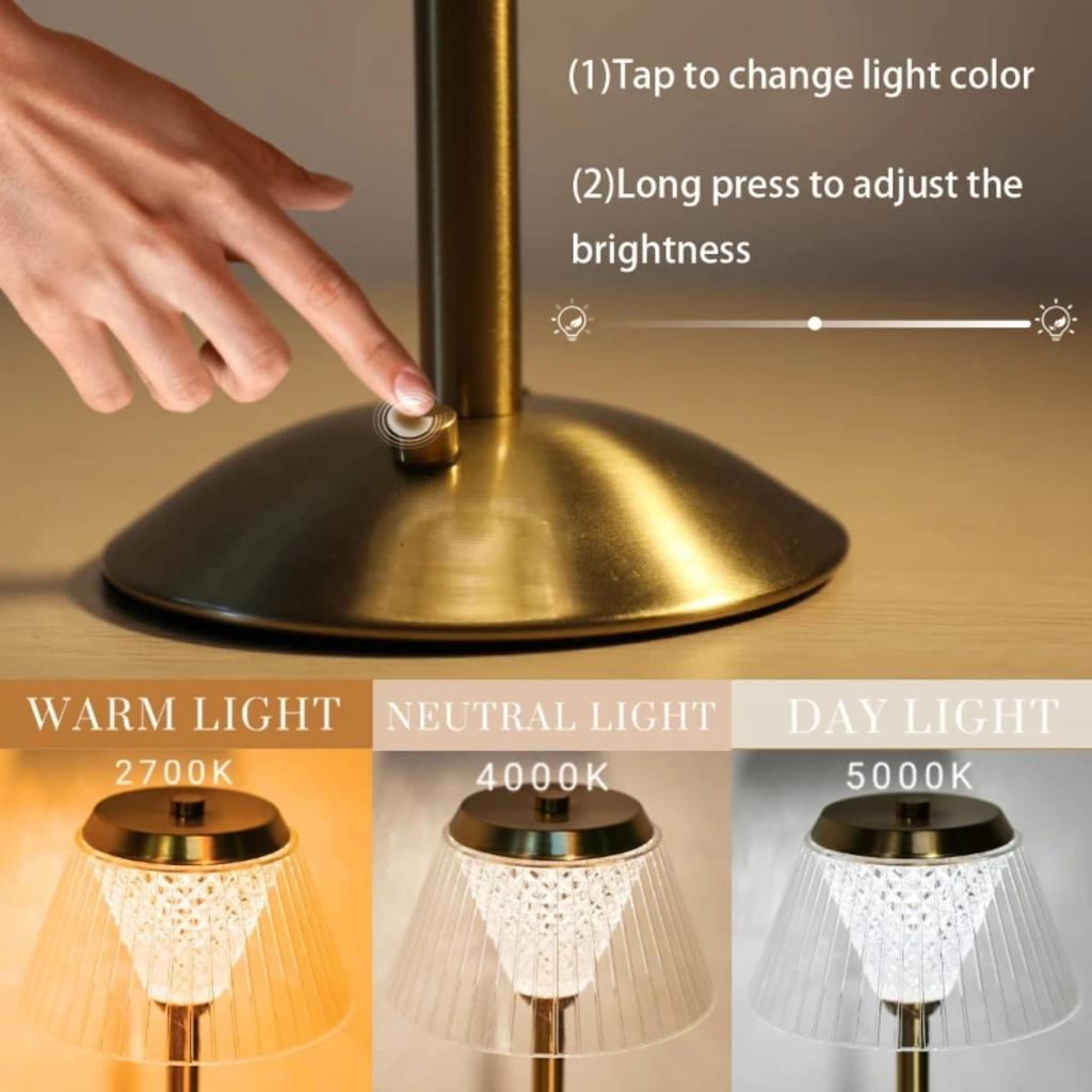 New Elegant and Beautiful Rechargeable LED Crystal Table Lamp with Dimming Function - Sophisticated Wireless Night Light for Hot