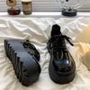 High Platform Loafers Women's Laced Up Chunky Flats Ladies Faux Leather Shoes Waterproof Woman Thick Sole Loafers Female Flats