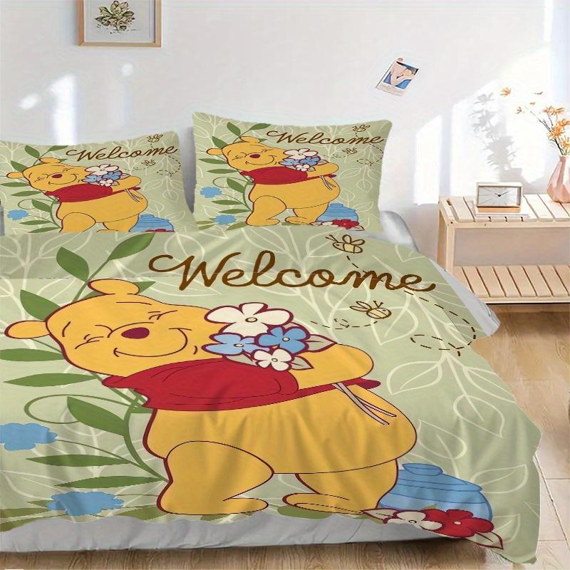 

3pcs Winnie the Pooh Floral Bedding Set - Includes 1 Quilt Cover and 2 Pillowcases, Comfortable Bedding with Stylish Design for Bedroom, Machine 135x200cm