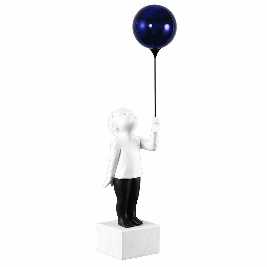 Boy Figurine with Balloon Nordic Style Ornament Minimalist for Entryway, Cabinet