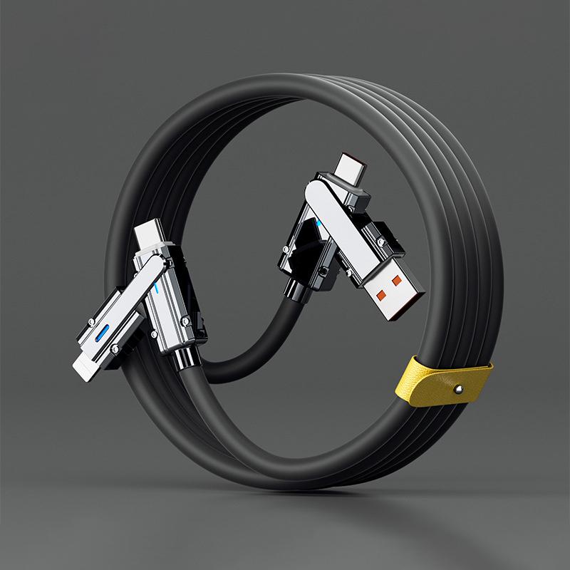 100W 2 In 2 Pd Fast Usb Cable For Huawei/Honor Retractable Portable 4 In 1 Micro Usb Type C Charger Cable For Iphone Samsung