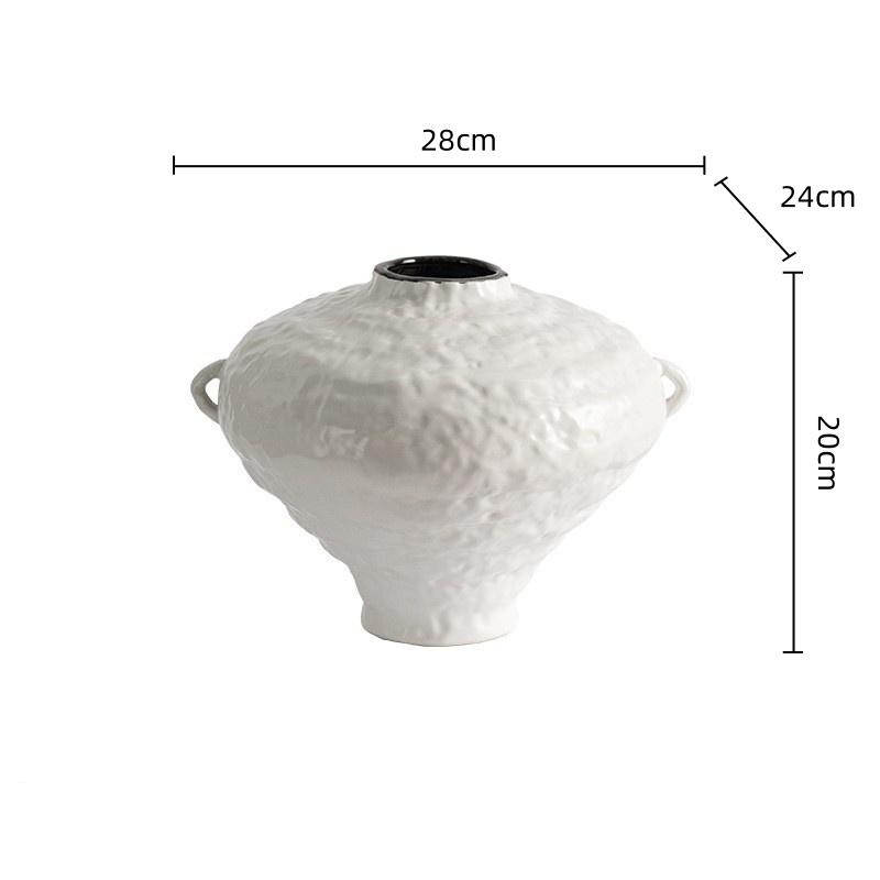 Ceramic Vase White Coarse Earthenware Pot Flower Vase Retro Pot Handmade Ceramic Jar Flower Arrangement Accessories