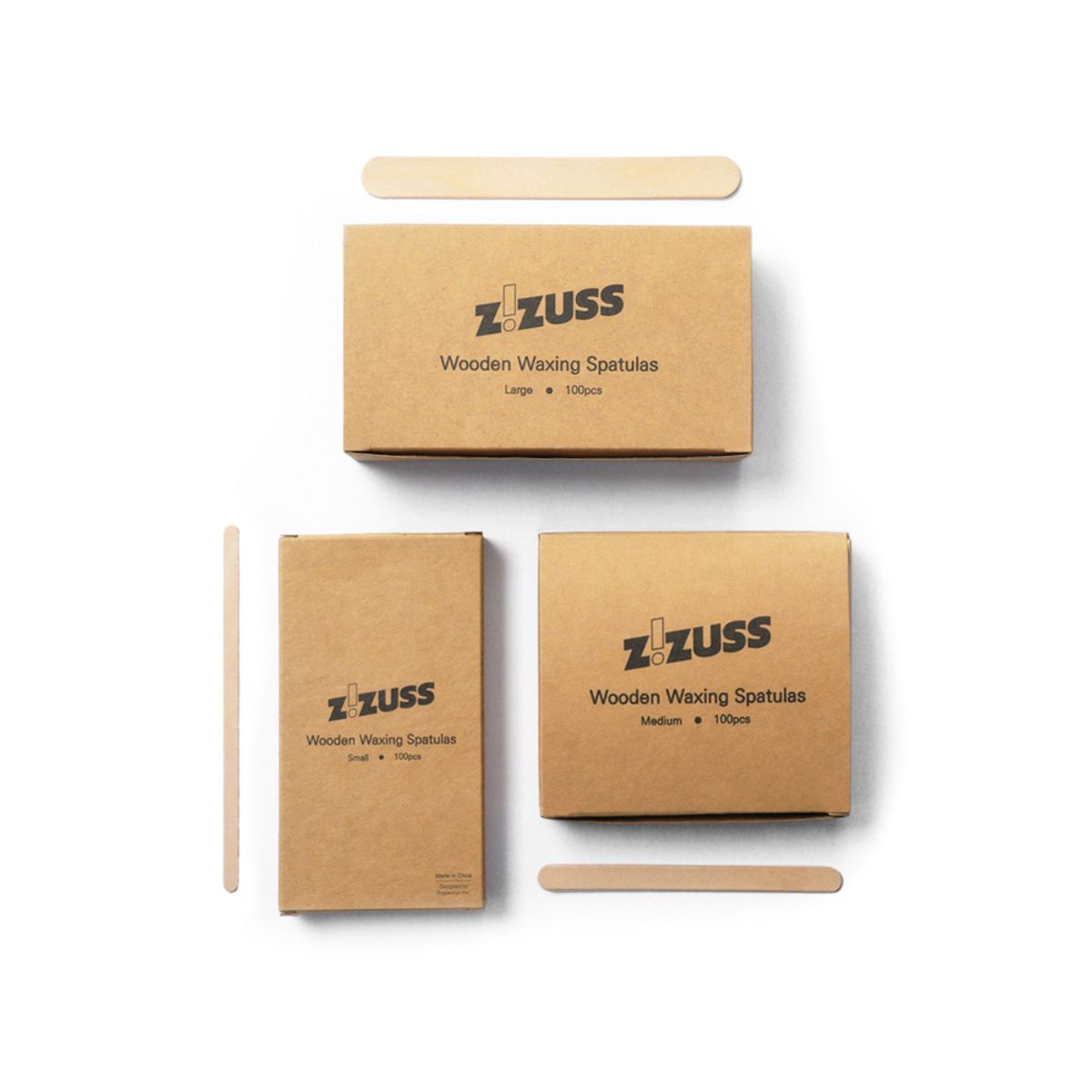 100 Wooden Waxing Spatulas (3 Types) Waxing Sticks Large pack of 100