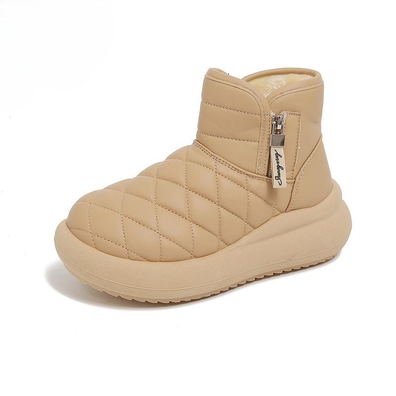

Зимние ботинки на платформе для женщин, теплые, уютные, на подкладке из искусственного меха, женские ботильоны до щиколотки, слипоны, уличные, водонепроницаемые, пушистые, удобные ботинки для ходьбы 40 хаки