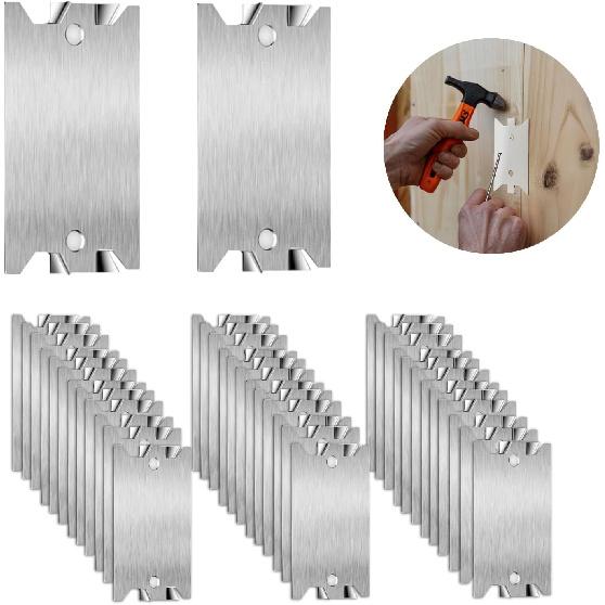 Nail Plates for Wood Studs 1.5 x 2.5 Inch Nail Plate Studguards Sharp Pointed Prongs Anti-Nail Protection Plate Shield Protect Plumbing and Wiring