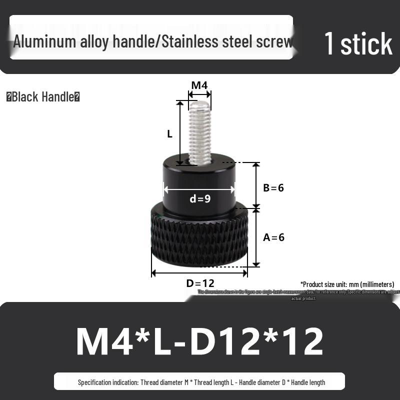 M4 Aluminum Alloy Knurled Twist Handle Bolt with Stainless Steel Head