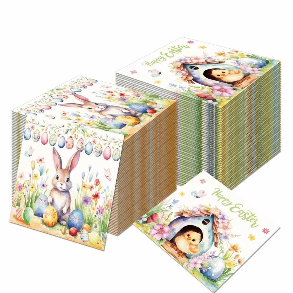 Tovaglioli Stampati Colorati di Pasqua Design Stampato Decorazioni Feste Fatte a Mano Forniture 20 Pezzi Tovaglioli Usa e Getta Forniture per Feste