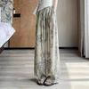 Plus Size Women's High Waist Printed Wide Leg Pants - Summer, Slimming, Loose Fit with Pockets