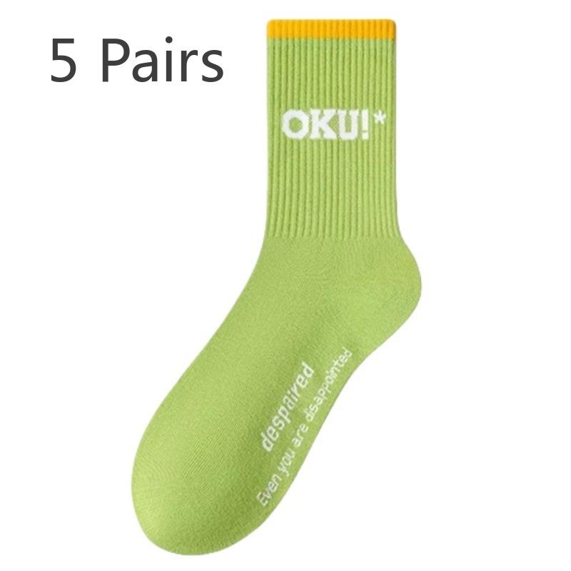 

5 Pairs of Men s Spring and Autumn Pure Cotton Deodorant Sweat Absorption In The Barrel Basketball Sports Youth Socks 5 Pairs зелёный