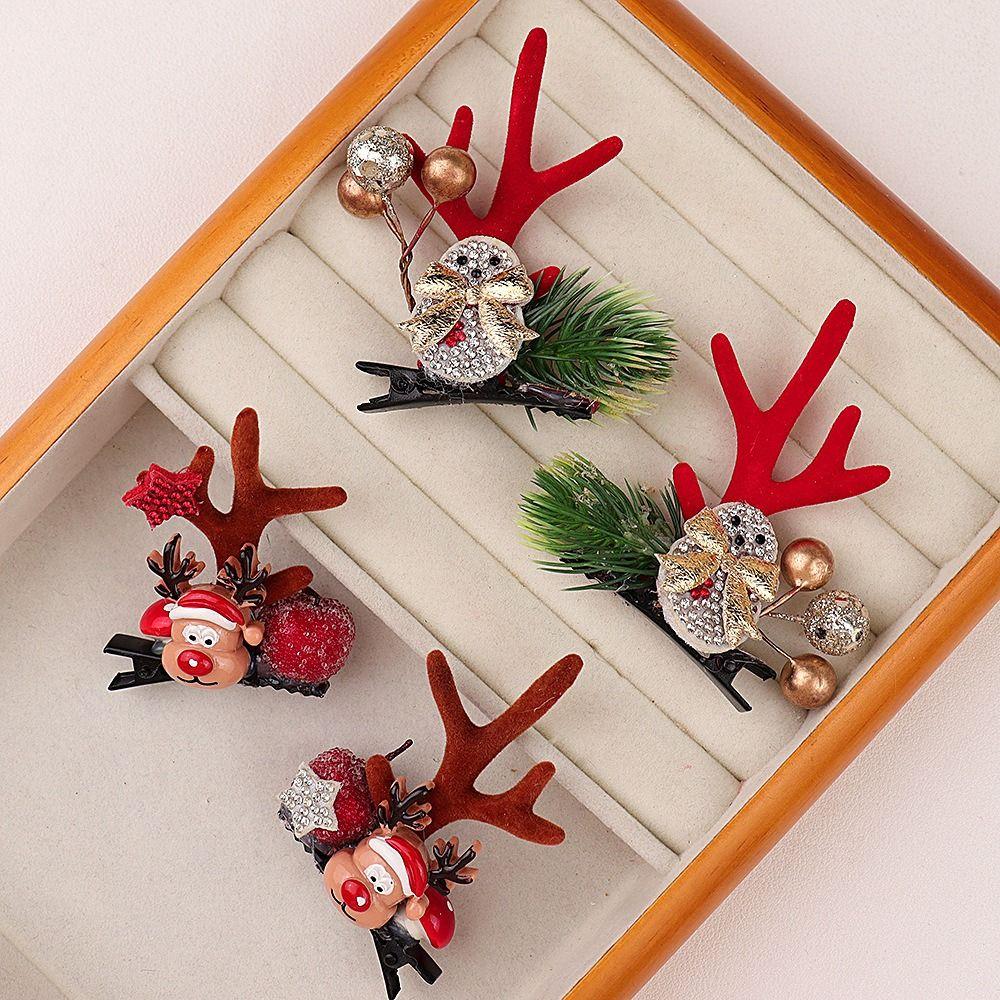 Bowknot Christmas Hairpin Merry Christmas Decor Christmas Hat Headabnd Plush Hair Clip  Girls