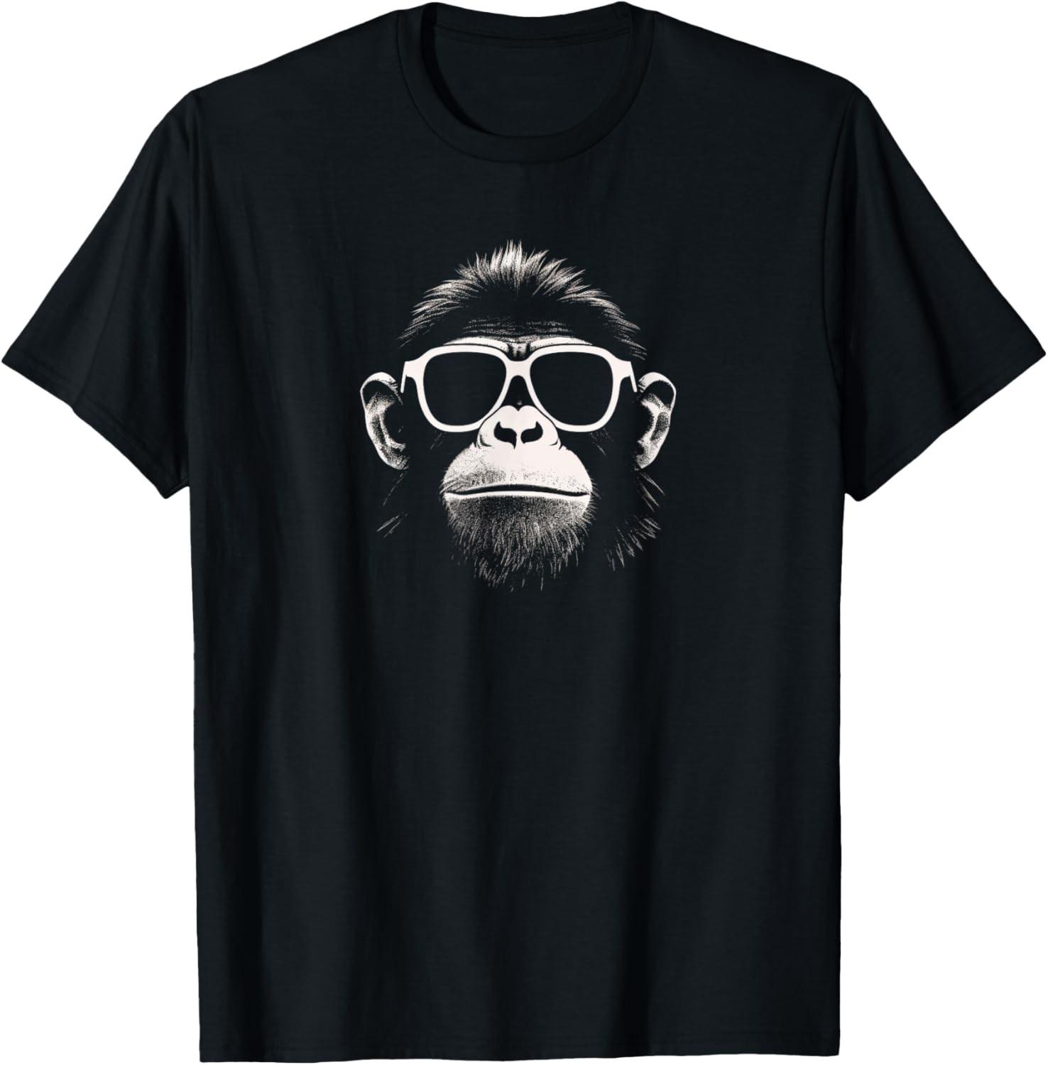 Cool Monkey With White Sunglasses Stencil Grunge Art Ape T-Shirt S разноцветный
