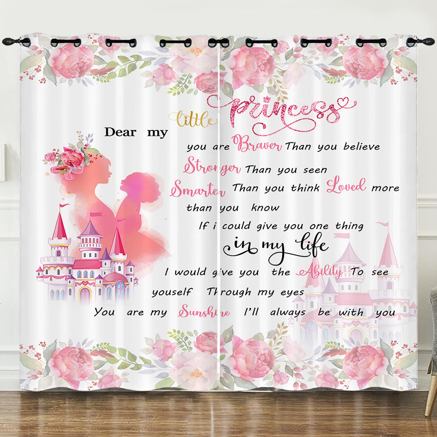 Штора Эмоция Рукописное Письмо 3D Цифровая Печать Светонепроницаемая Штора Люверсы 2pcs*97cm*114cm*2