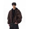 Herren Retro Zweiteilige Leder Fliegerjacke - Cleanfit Scheunenstil Locker Arbeitskleidung