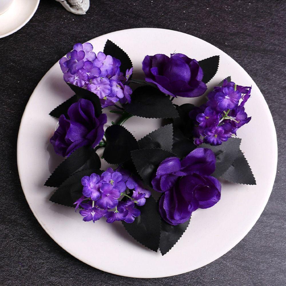 Realistic Halloween Candlestick Wreath Artificial Flower Vine Ring  Home Holiday Decorations