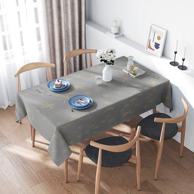 Modern Nordic Style Snowflake Printed Tablecloth For Dining Room Decoration Gray 150X240Cm Large Size