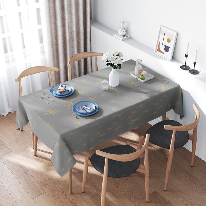 

Modern Nordic Style Snowflake Printed Tablecloth For Dining Room Decoration Gray 150X240Cm Large Size 100X140CM