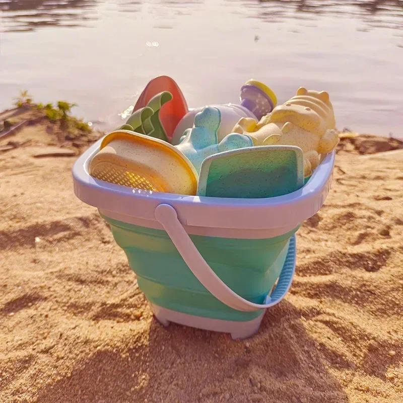 1/11 PCS Beach Sand Play Water Set Folding Bucket Summer Toys for Children Kids Outdoor Game Sandbox Accessories Random Color