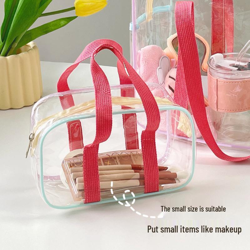 Pink Transparent Large-Capacity Waterproof Toiletry Bag for Beach & Travel
