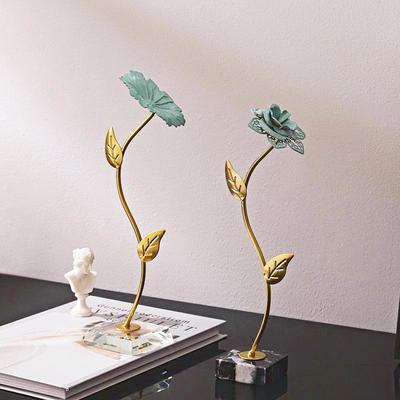 Lujo Nórdico Decoración de Flores de Metal Flor de Hoja de Oro Adornos de Flores para Sala de Estar Dormitorio Decoración de Escritorio del Hogar Regalos 1 ud.