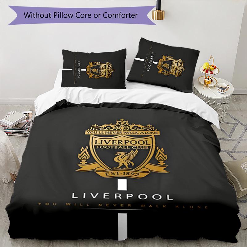3 pièces L-Liverpool (6) Ensemble de housses de couette - Literie imprimée HD avec 1 housse et 2 taies d'oreiller - Parfait pour la décoration de la maison et des dortoirs