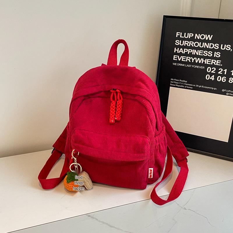 2025 New Fashion Women's Small Corduroy Double Shoulder Backpack