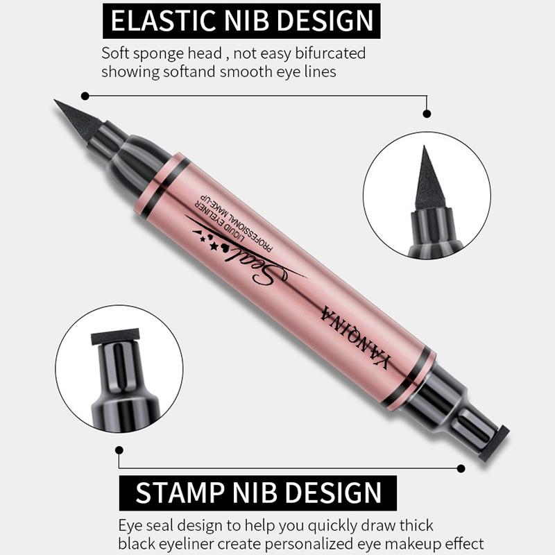 YANQINA Dual-Ended Eyeliner Stamp Pen - Waterproof Liquid Eyeliner with Star Heart Wing Seal 2 In 1 Eye Liner Pen Long Lasting Smudgeproof Eyeliner