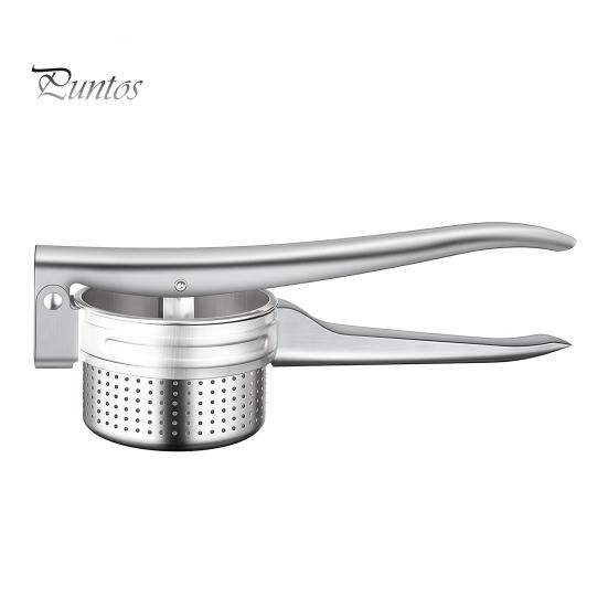 Vegetable Water Remover Stainless Steel Potato Ricer with T-shaped Handle, Handheld Manual Garlic Kitchen Gadget for Mashed Potatoes Press,