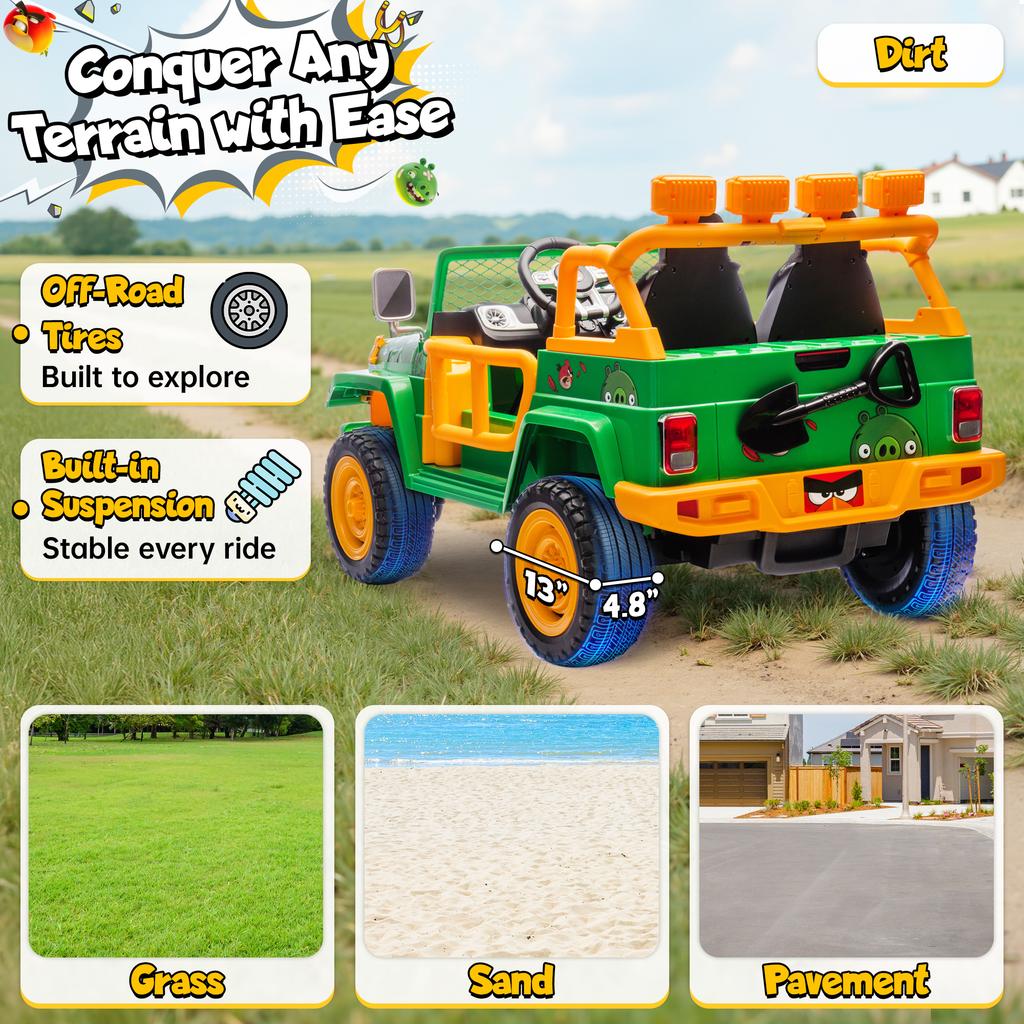 Funappy Birthday on Wheels Kids Electric Ride-On Car – 4WD Off-Road, Dual Seats, Remote Control, Bluetooth, for Ages 3-8