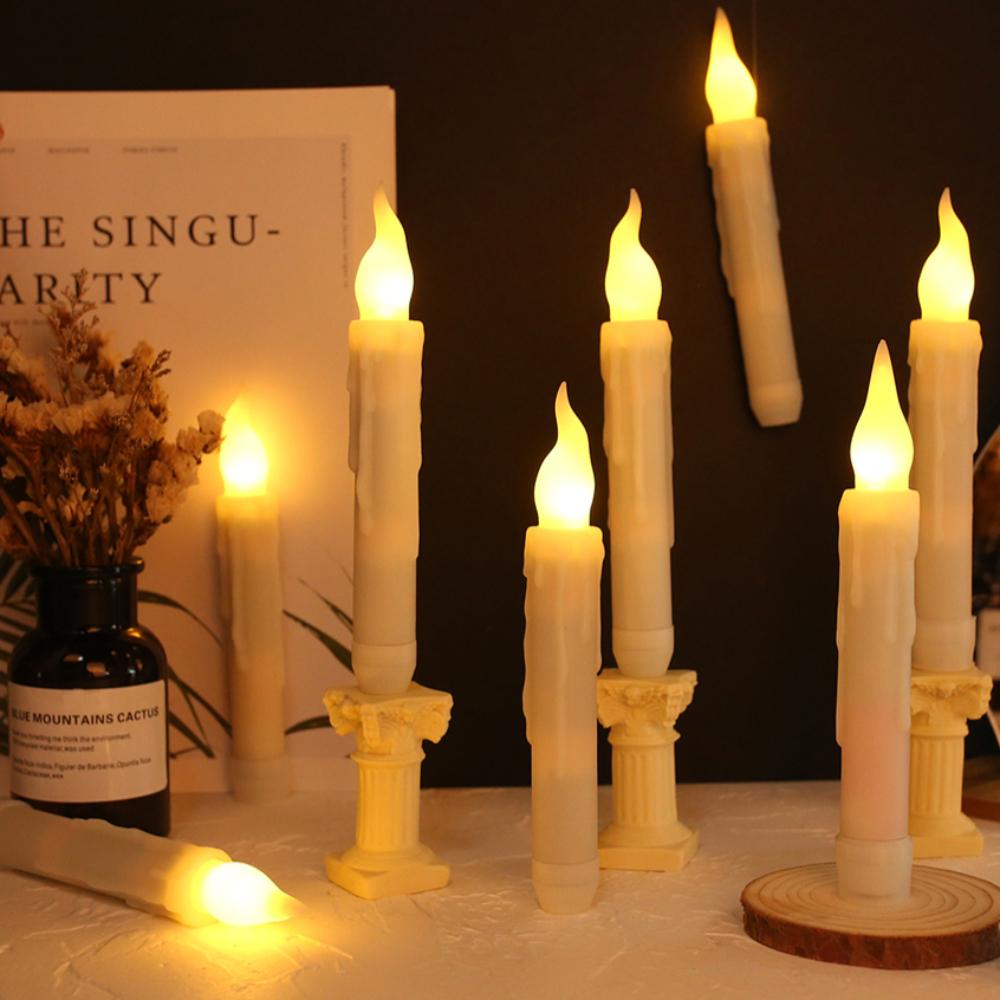 Flameless Taper Candles with or without Remote Control Battery Operated Taper Candles Flickering LED Candlesticks for Halloween