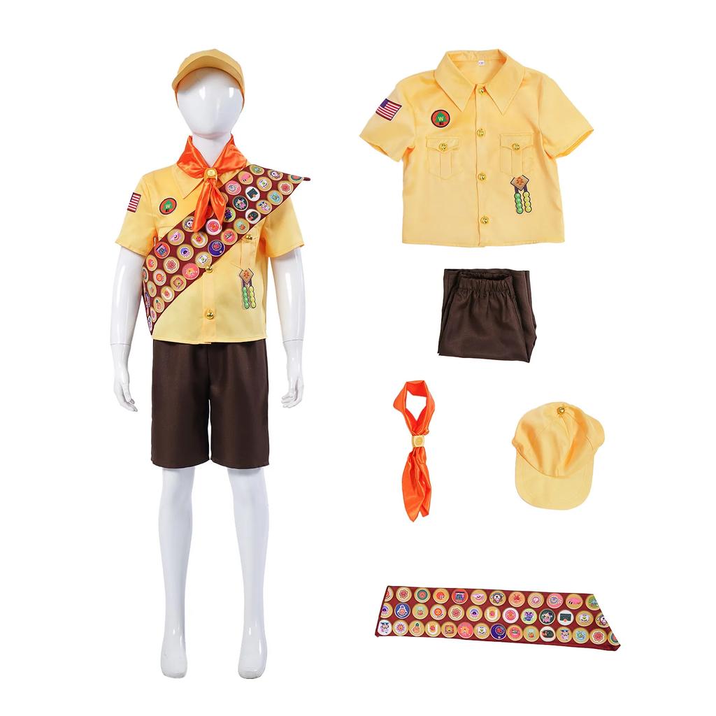 Up Movie Russell Cosplay Costume Little Boy Explorer Outfit Anime Character Performance Suit for Kids