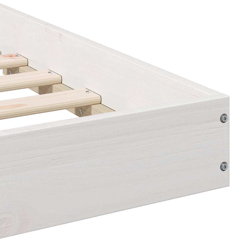 Bed Frame White 140 x 220 cm Solid Pine Wood