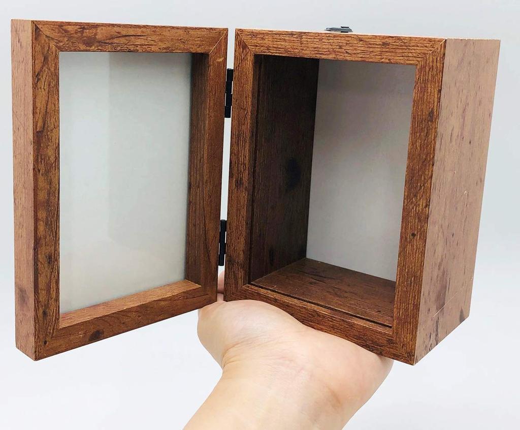 Maruwa Boeki Photo & Craft Box, Vertical, Brown, 4008451-02, Wood Grain Finish, for Photo Frames, Small Items, and Miscellaneous Goods