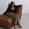Leopard Print Maxi Skirt Elastic High Waist Satin Long Skirt Commuting Style