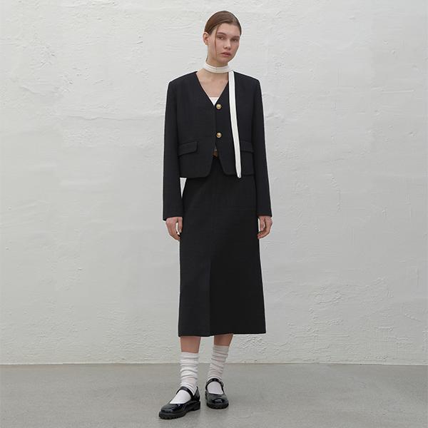 ATELIER NAIN Dear Tweed Set-Up Midi Skirt(Sk-4895)