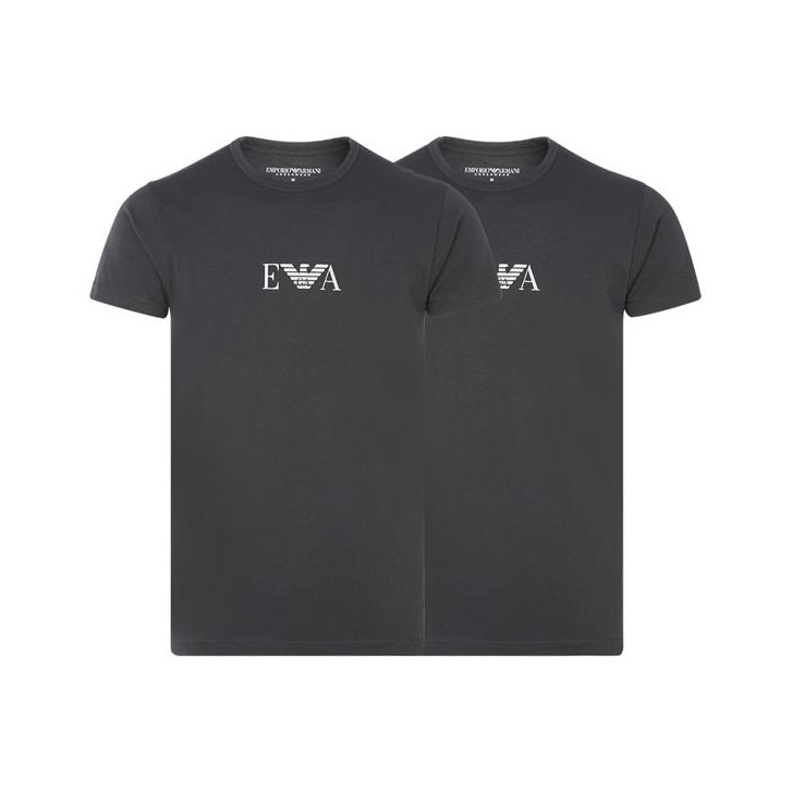 Emporio Armani EA Letterprint Ronde Hals Korte Mouw T-shirt 2-Pack Heren tops Grijs CC715-111267-19044 S