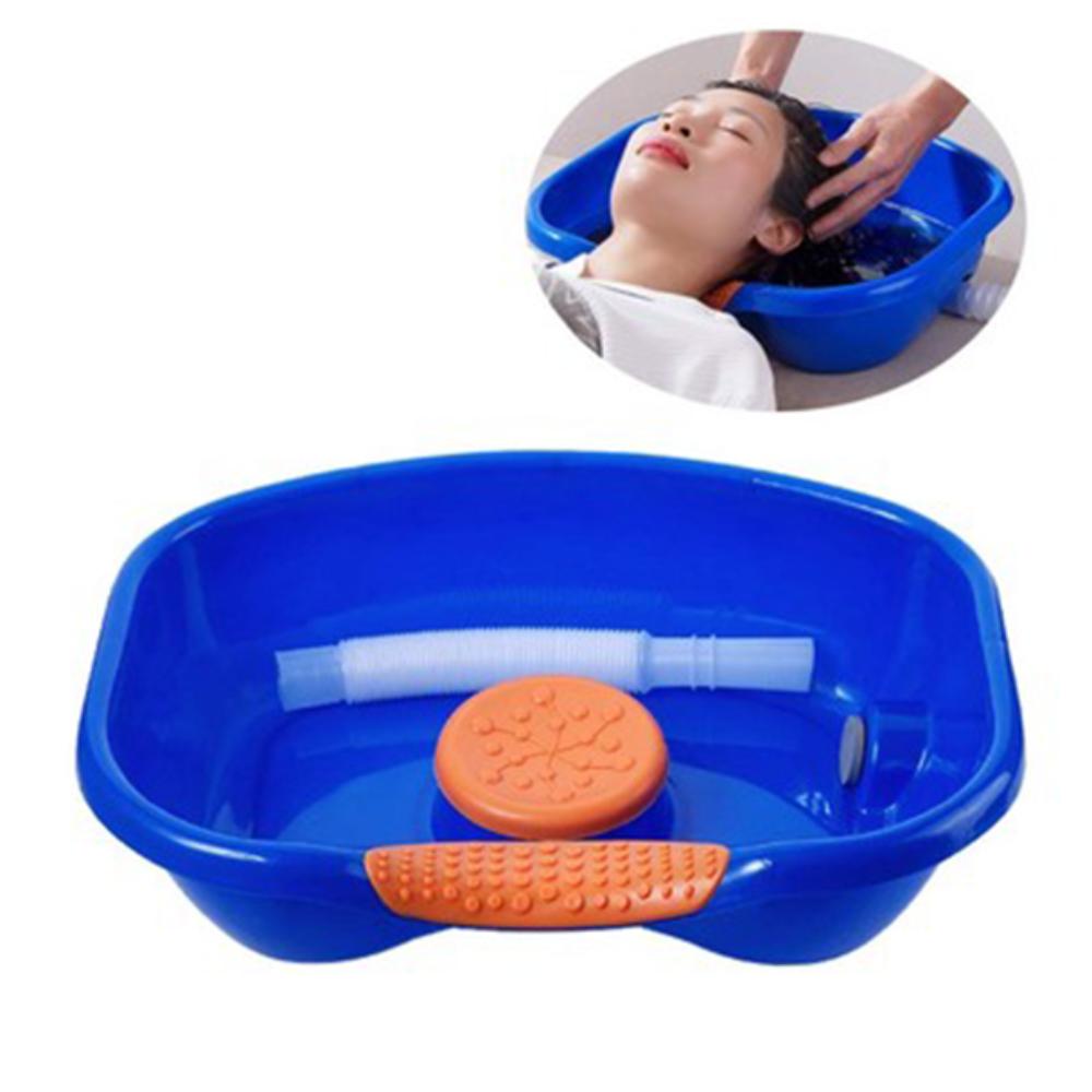 Thickened Hair Washing Basin Plastic Reusable Bed Shampoo Basin With Drain Hose With Rubber Pad Shampoo Tray