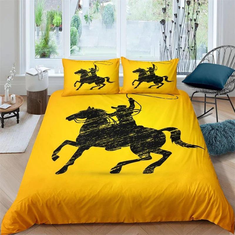 Comforter 3D Print Western Cowboy Rodeo Cowboy Riding Bull Horse Bedding Boys Teen Microfiber Farmhouse Style
