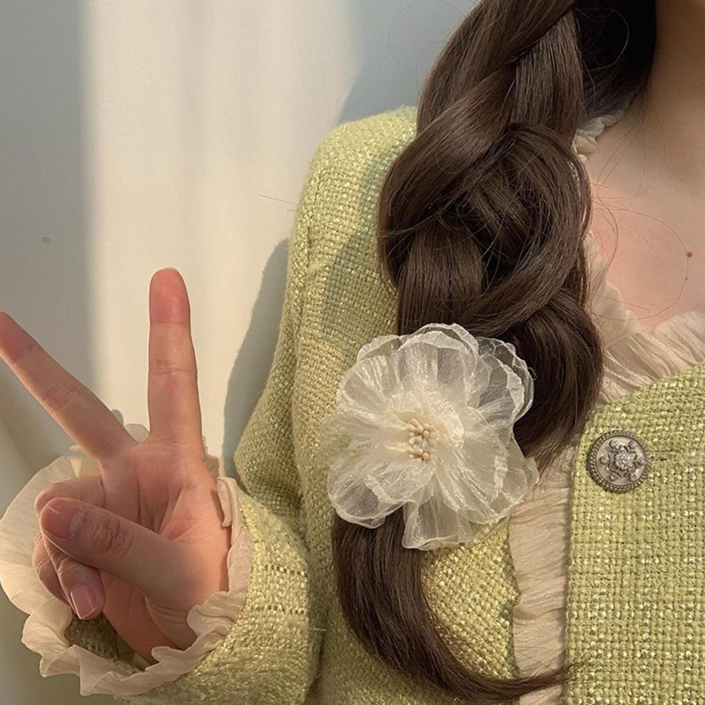Mesh Flower Hair Clip Super Fairy Bang Clip Sweet Women Headdress Hairpin Girls Hawaii Beach Vacation Hair Accessories