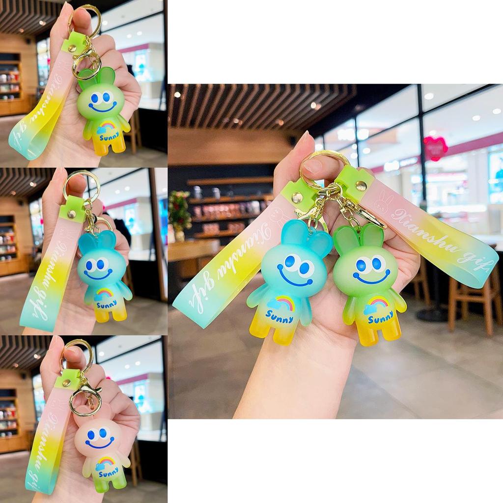 Adorable Cartoon Bunny Keychain Colorful Resin Rabbit Bag Charm Key Accessory