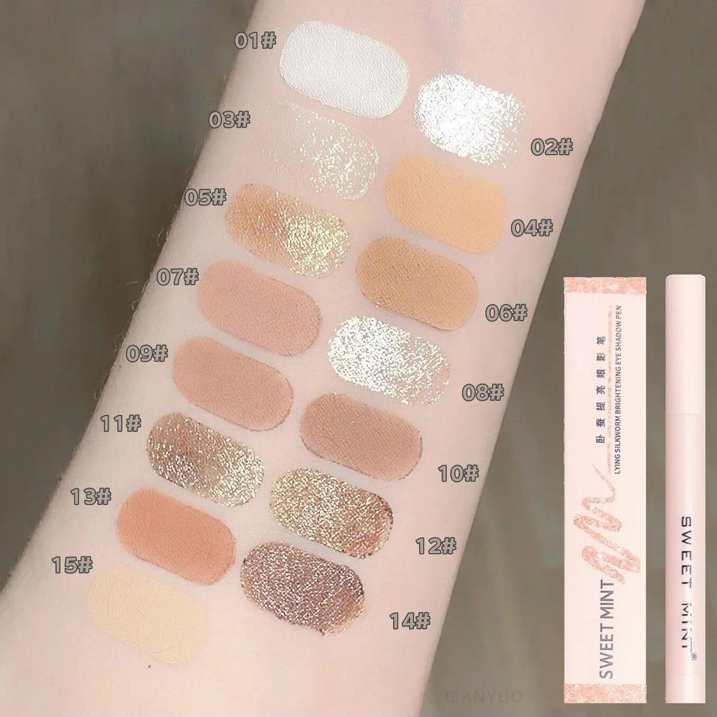 Lidschatten Liegender Seidenraupen-Highlighter-Stift Koreanisches Augen-Make-up Mattweiße Perle Hochglänzender aufhellender Glitzer-Lidschattenstift