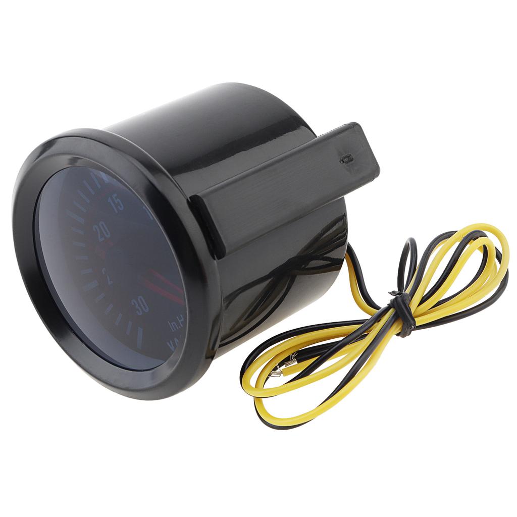 Universal 52mm 12V Bil Vakuummåler 0 - 30 in.Hg for Bil / Båt / Lastebil / ATV, Ekstern Type Automobil Elektrisk Vakuummeter