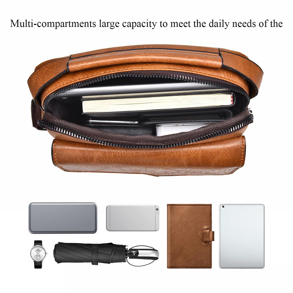 Men's Business Commuter Crossbody Bag - Water-resistant Large Capacity Durable Leather Shoulder Bag with Premium Design for Office & Travel