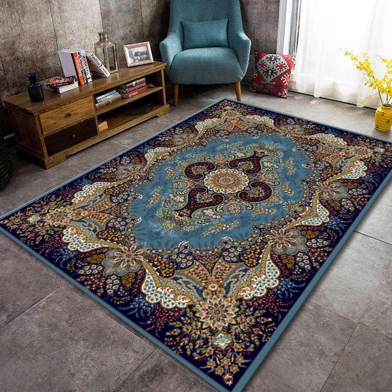 Bosmian Bedroom Splicing Carpet Retro Light Luxury Living Room Coffee Table Floor Mat Turkish Ethnic Style Carpet