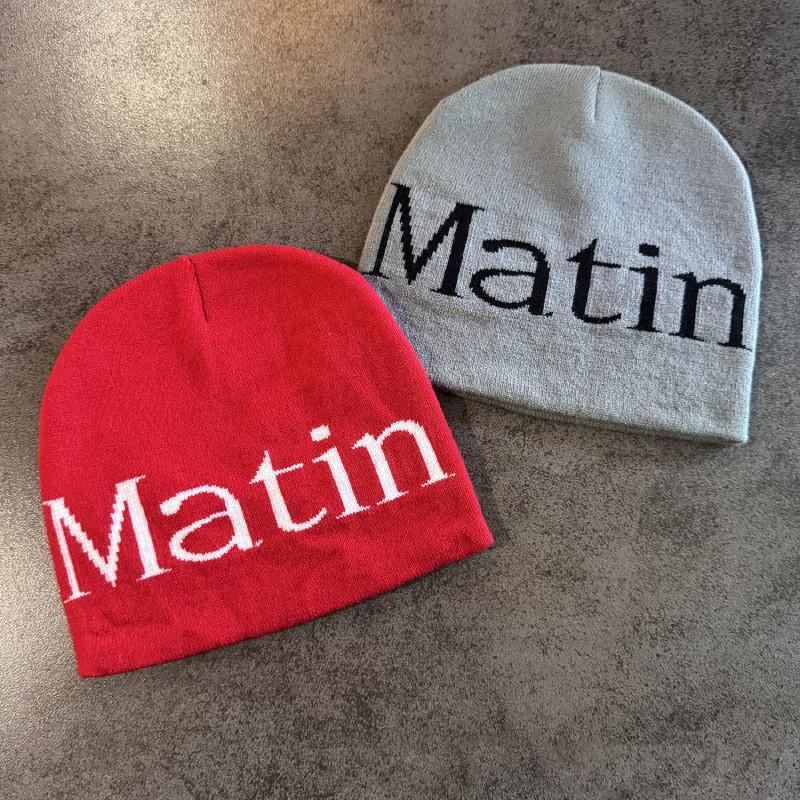 Streetwear Matin Letter Knitted Beanie Warmth Ear Protection Cold Cap Seasons